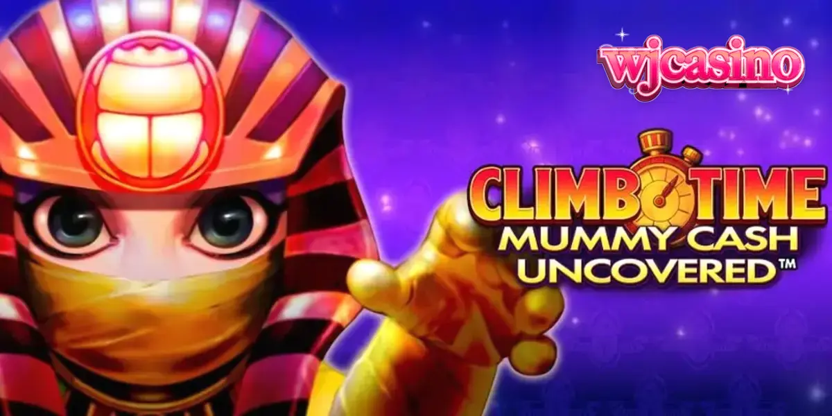 Interface visual moderna e noturna do slot Climb Time Mummy Cash Uncovered com elementos egípcios dourados.